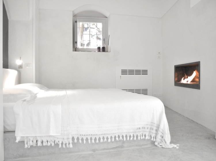bedroom with bio-fireplace