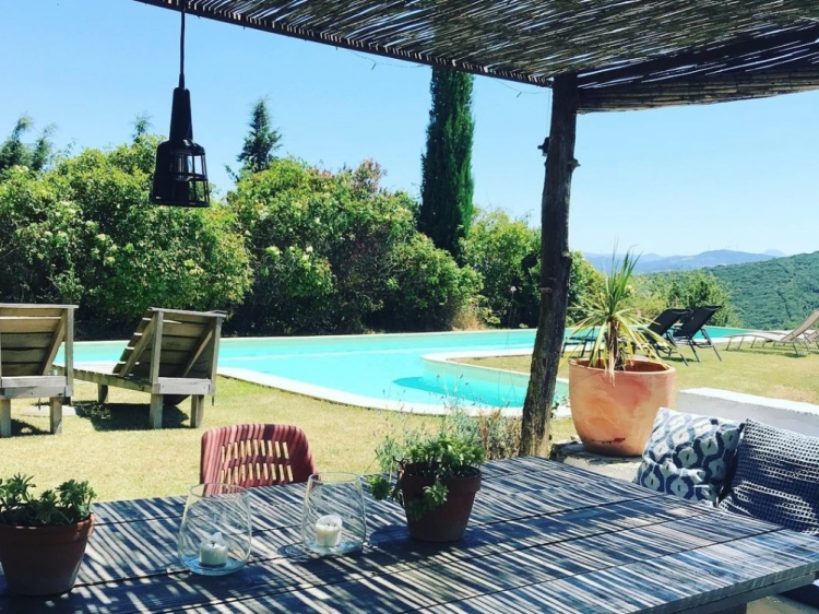 Shaded area by the communal pool