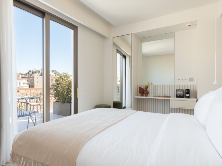 Schlafzimmer, altar suites, athens, Griechenland, secretplaces