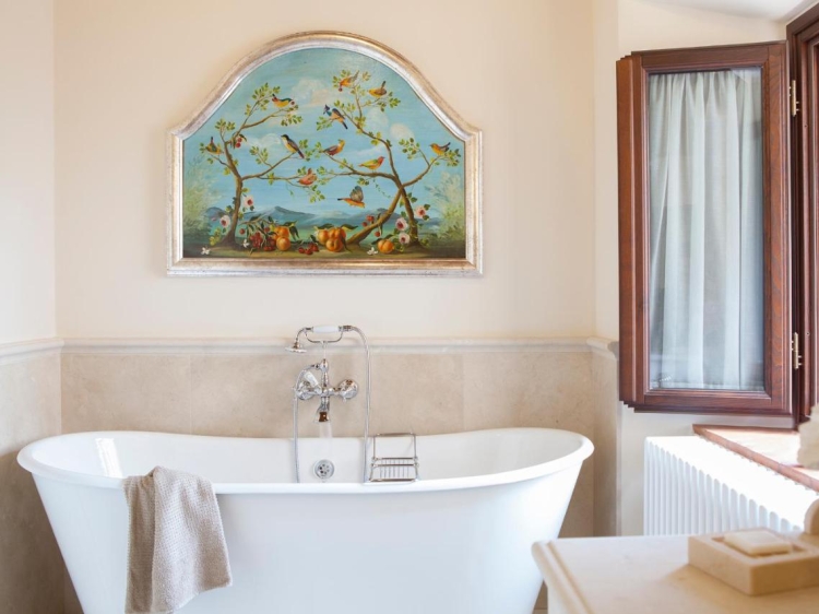 Badezimmer im Dievole Wine Resort Toskana auf dem Land boutique hotel