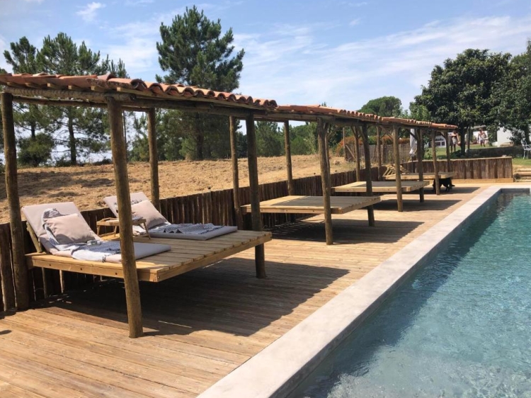 Pool mit Sonnenliegen